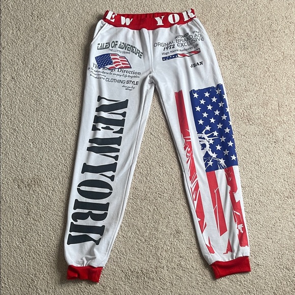 Other - New York Patriotic Jogger Pants - Red, White, and Blue